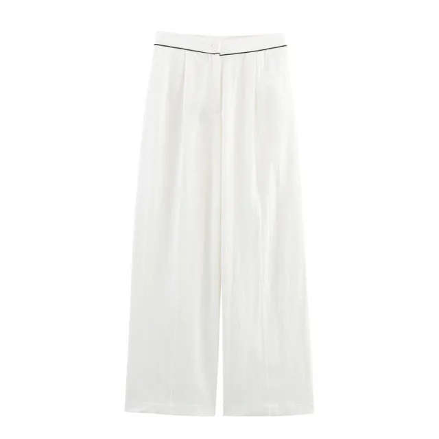 Rolled Double Breasted Coat Wide Leg Pants Pants - Shop at LoveMi