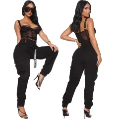 Fashion Slim Fit Camouflage Comfortable Leisure Tappered Stretch Overalls - Black - View 1