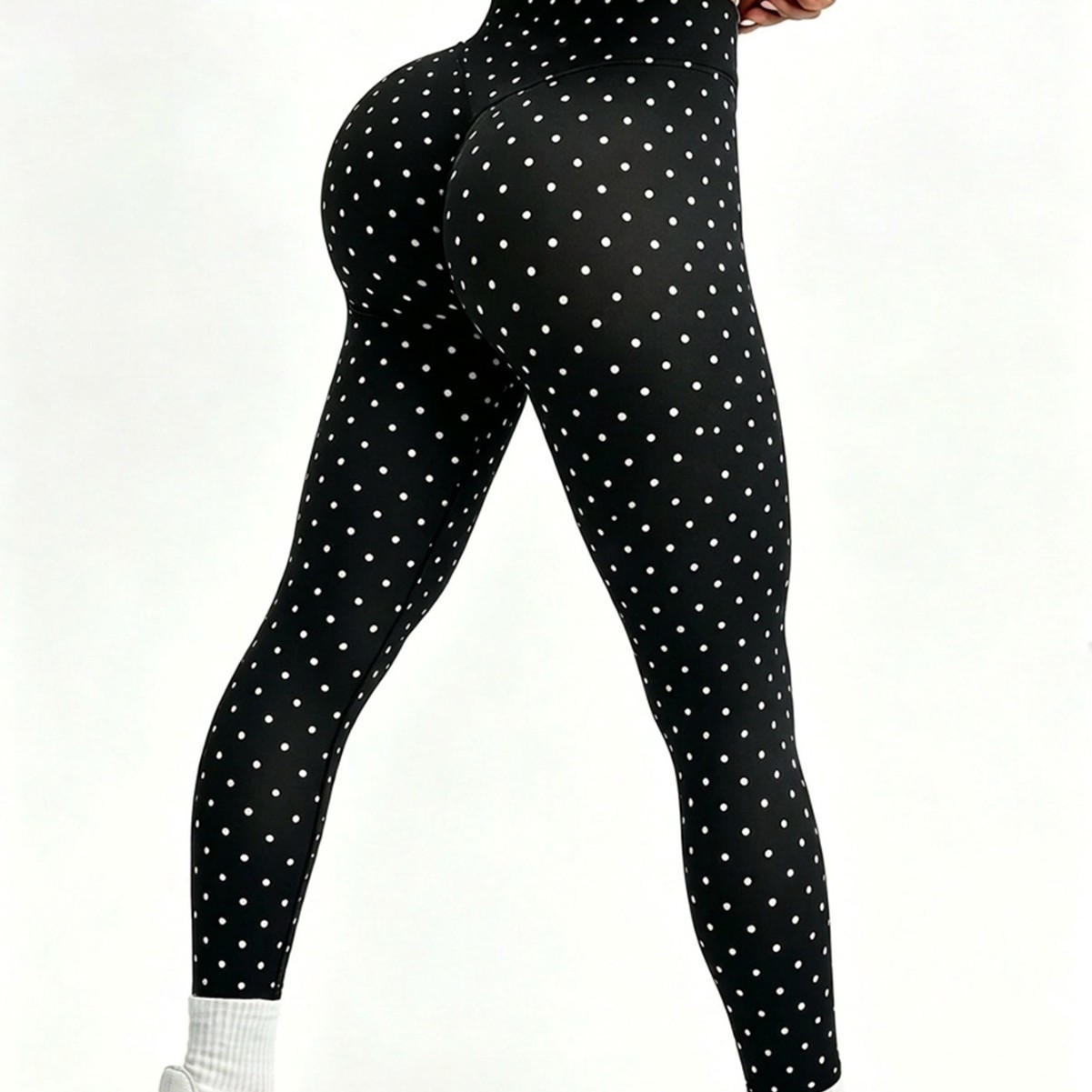 Top And Tight-fitting Long Pants Polka-dot Two-piece Set For Sports - photo 3