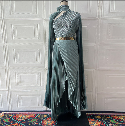 Shawl Split Graceful Formal Belt Dress