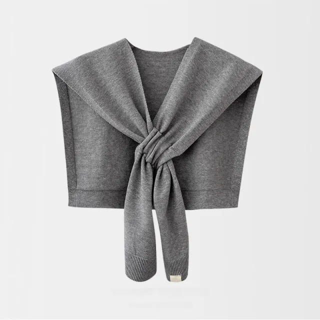 Women's Knitted Shawl Cross Fashion Solid Color Scarf Gray - Shop at LoveMi