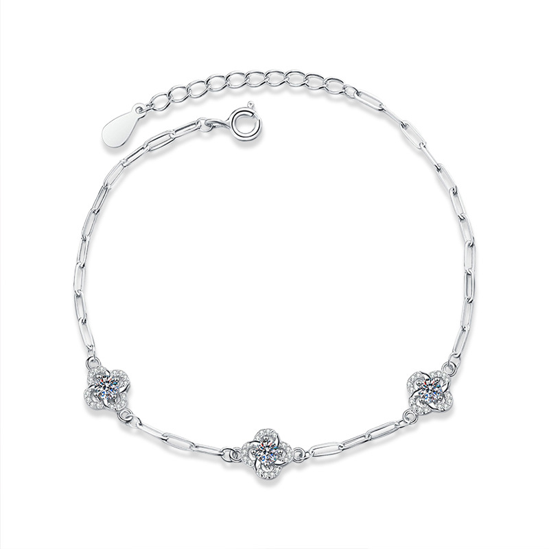 S925 Sterling Silver Clover Bracelet Does Not Fade