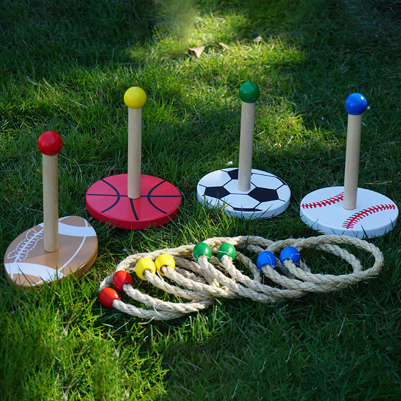 Sports Outdoor Ball Game Jute Rope Ring Toss Educational Toy