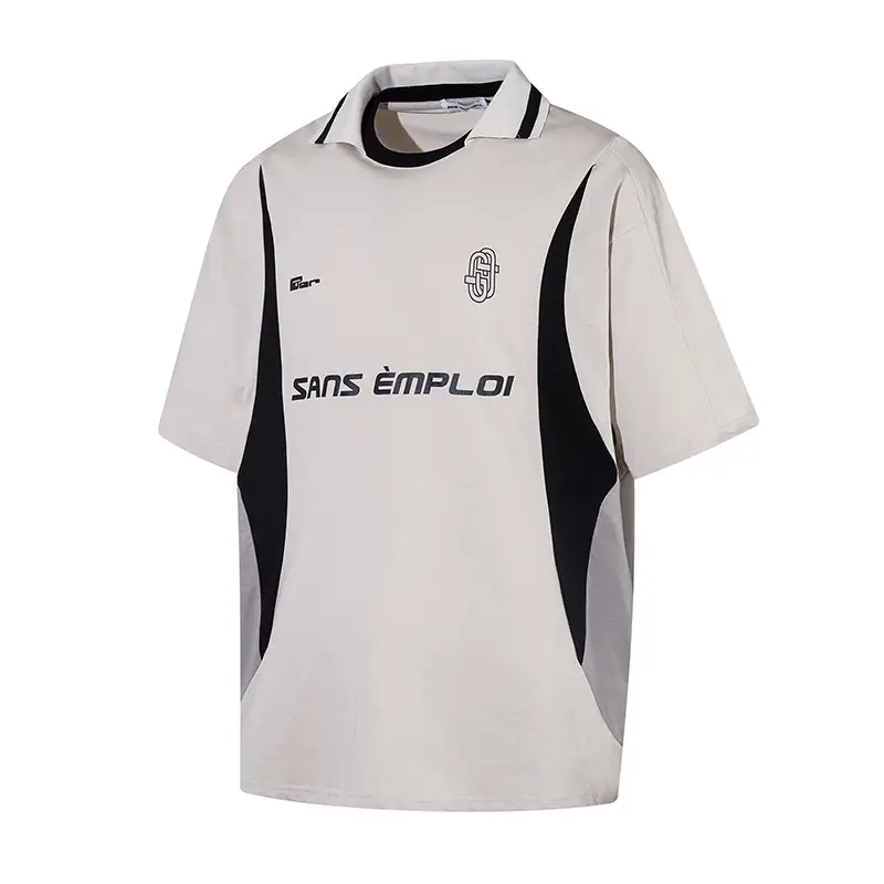 Retro Sports Deconstruction Stitching Contrast Color Short Sleeve