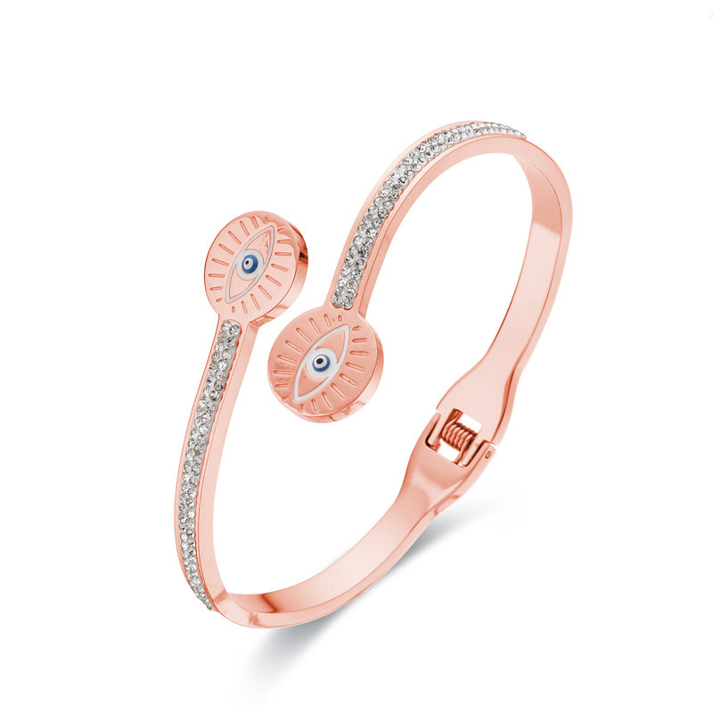 Japanese And Korean Titanium Steel Eye Series Diamond Open High-end Bracelet