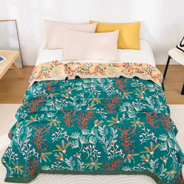 Towel Blanket Summer Blanket Cover Blanket Airable Cover Pure Cotton Gauze Green - Shop at LoveMi