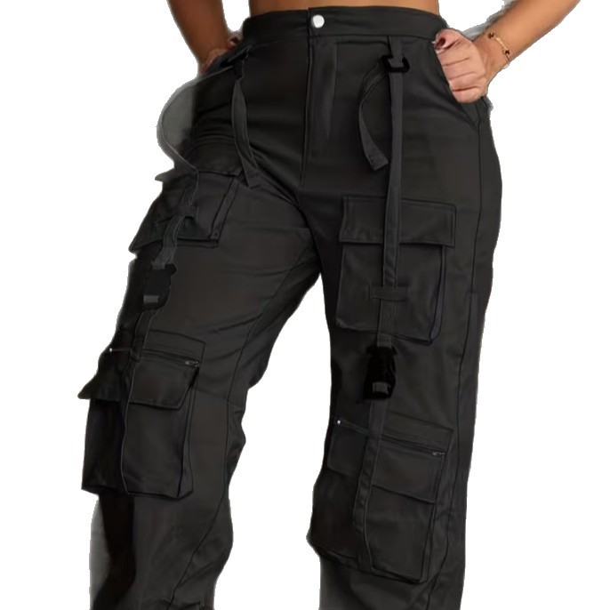 Casual Athletic Pants Featuring A Drawstring Dual Zippers And Multiple Pockets