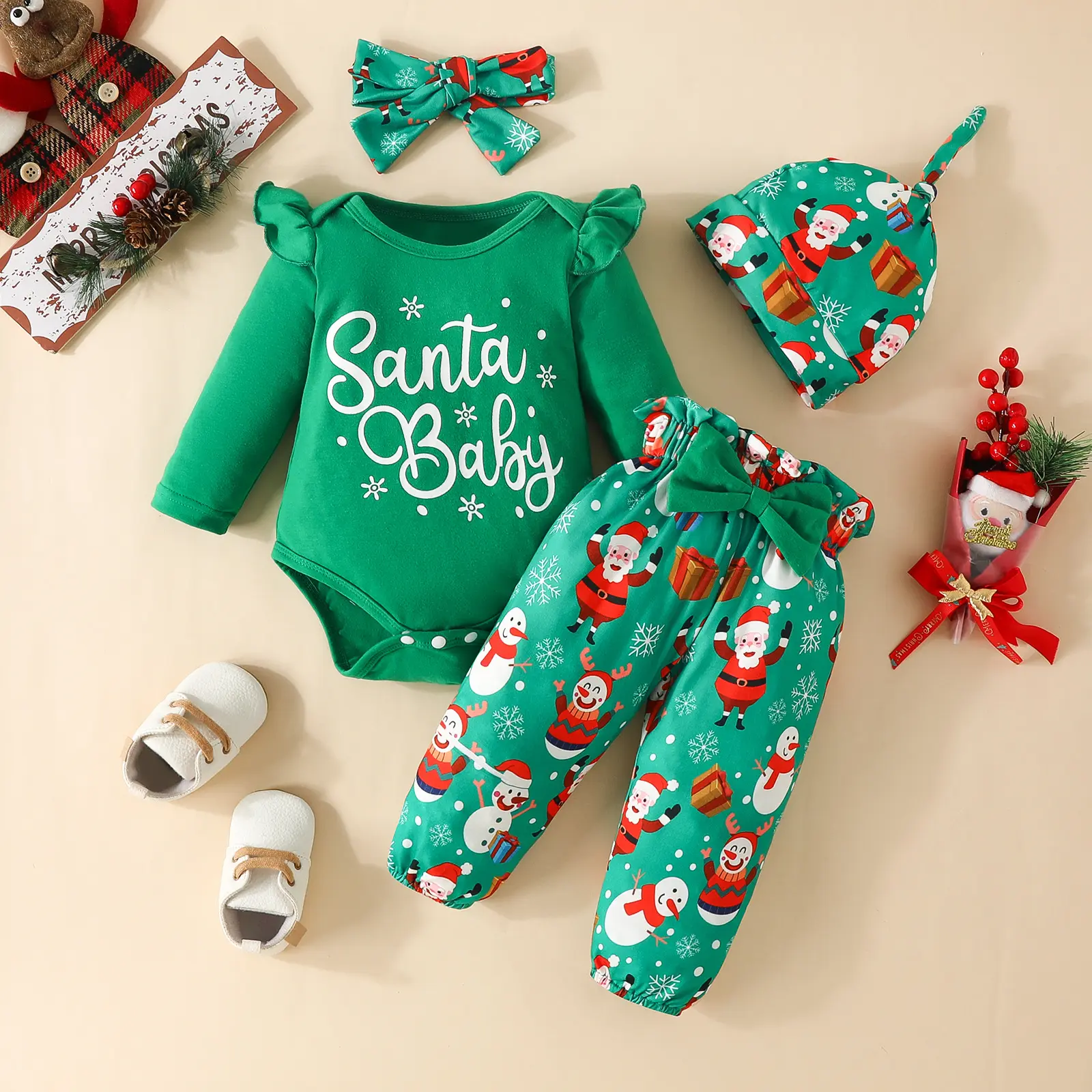 Bowknot Christmas Gift Baby Set