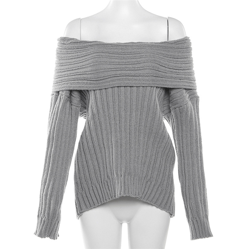 Title 6, Irregular Off-the-shoulder Long-sleeved Sweater