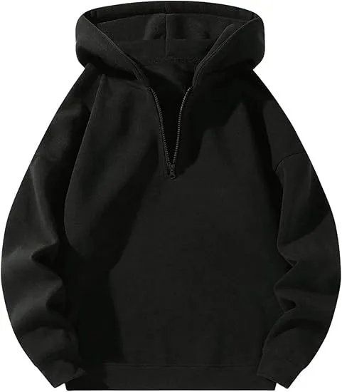 American Casual Zipper Hoodie Loose Sports Sweater Black - Shop at LoveMi