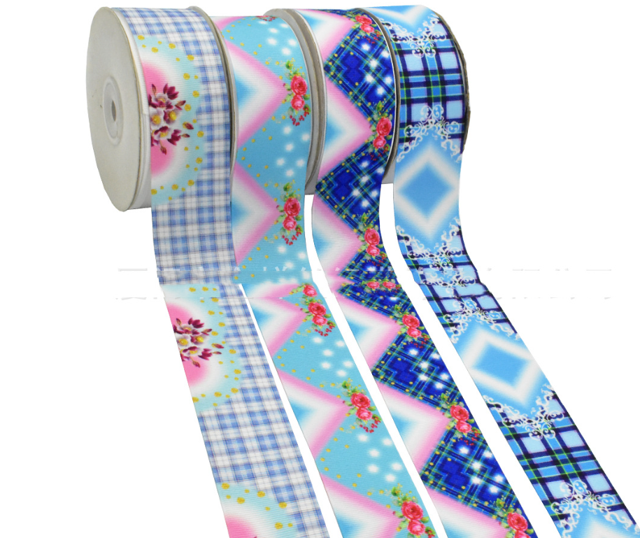 Digital Printing Ribbon Bow Handmade Webbing Satin Gradient Plaid — foto 20
