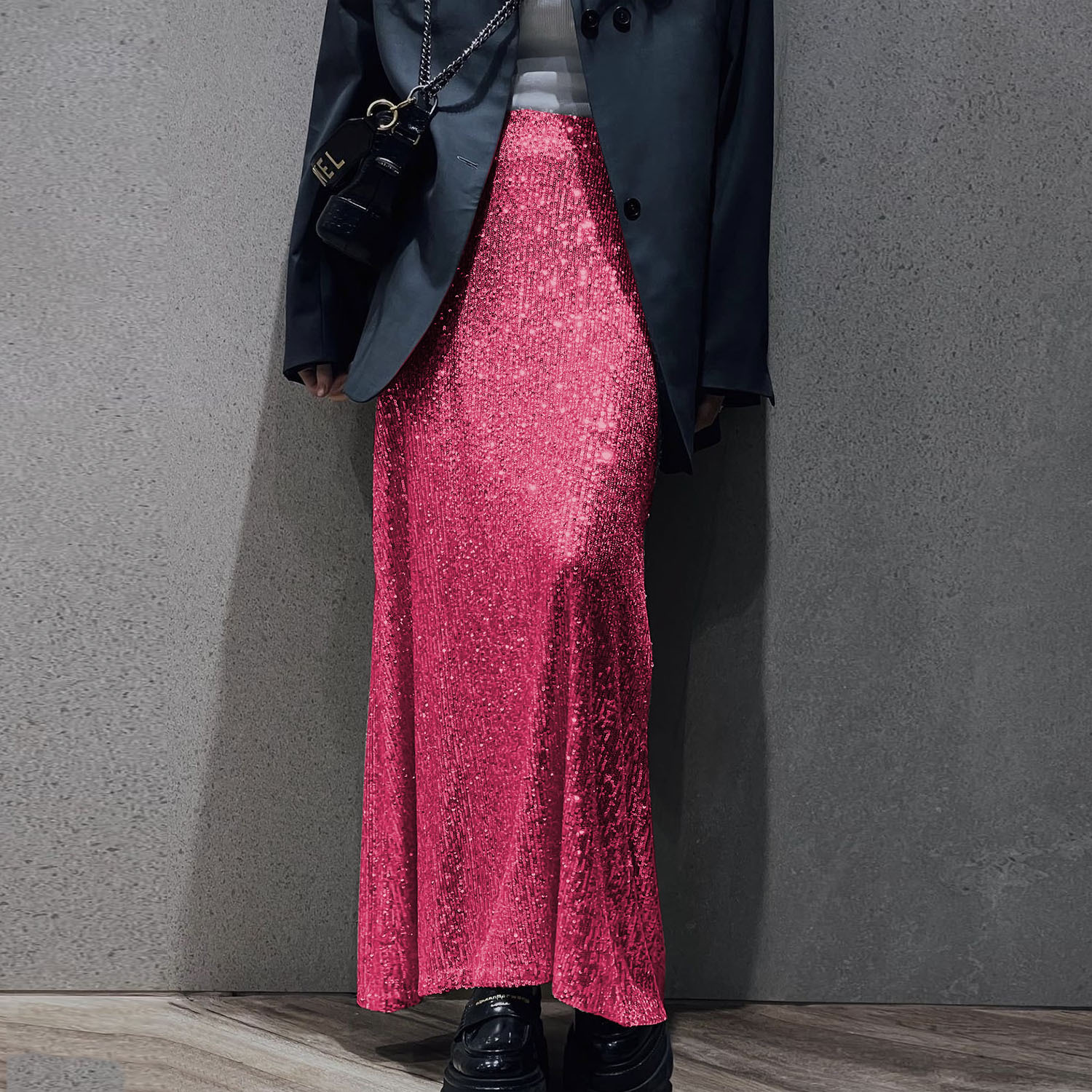 High-density Sequin Midi Skirt For Women Social Media Favorite