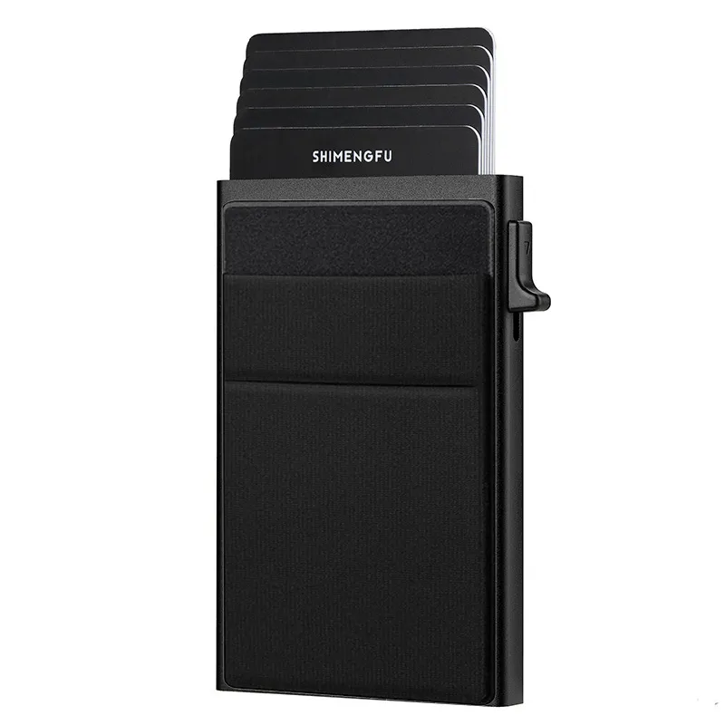 Metal Card Bag Aluminum Alloy Automatic Pop-up - Black