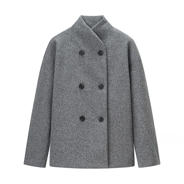 New Women's Clothing Versatile Ins Two tone Woolen Coat Gray - Shop at LoveMi