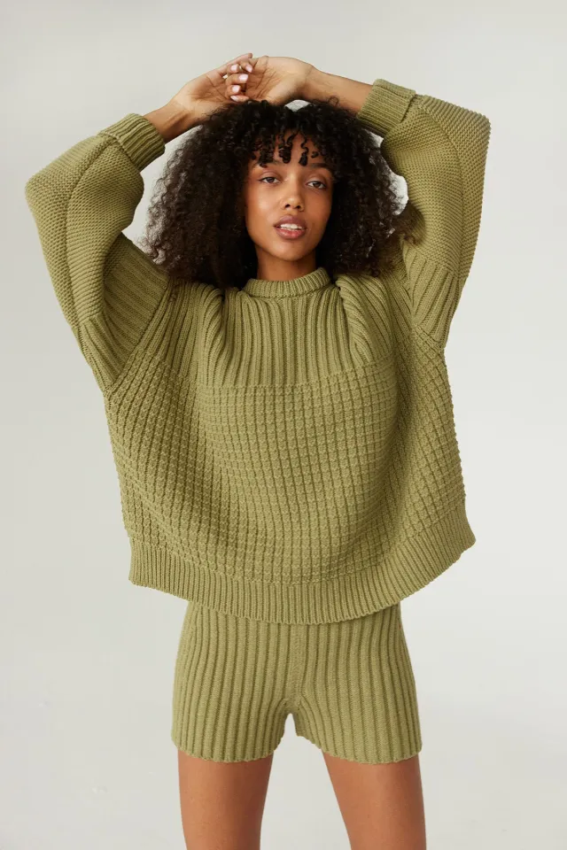 Fashion Autumn And Winter New Round Neck Loose Casual Two piece Suit Olive Green - Shop at LoveMi
