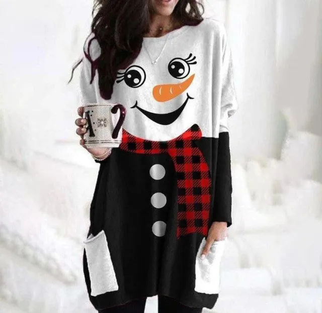 Christmas Dress Loose Oversized Long Sleeves Ckcxtxw1A4 Style 2Xl - Shop at LoveMi