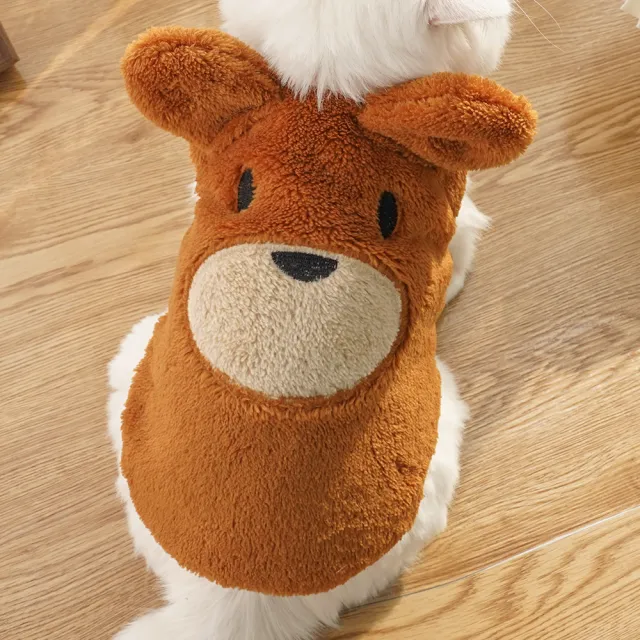 Fleece lined Warm Pet Dog Clothes Puppy Brown Ears Bear - Shop at LoveMi