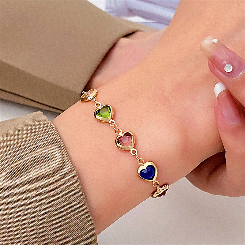 Colorful Heart Zircon Bracelet For Women