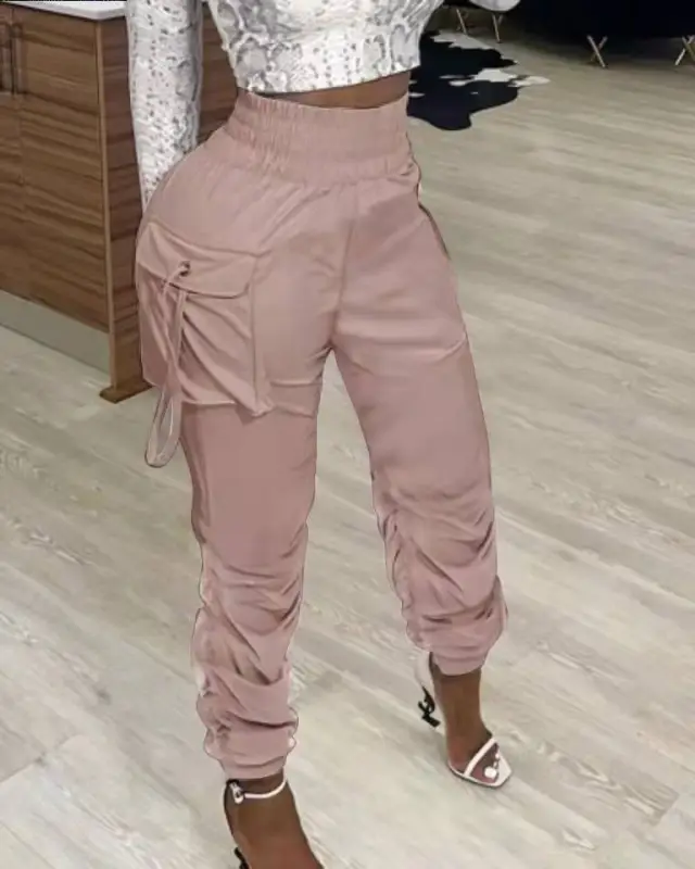 New Casual Trousers All matching Work Clothes Ankle Banded Pants Pink - Shop at LoveMi