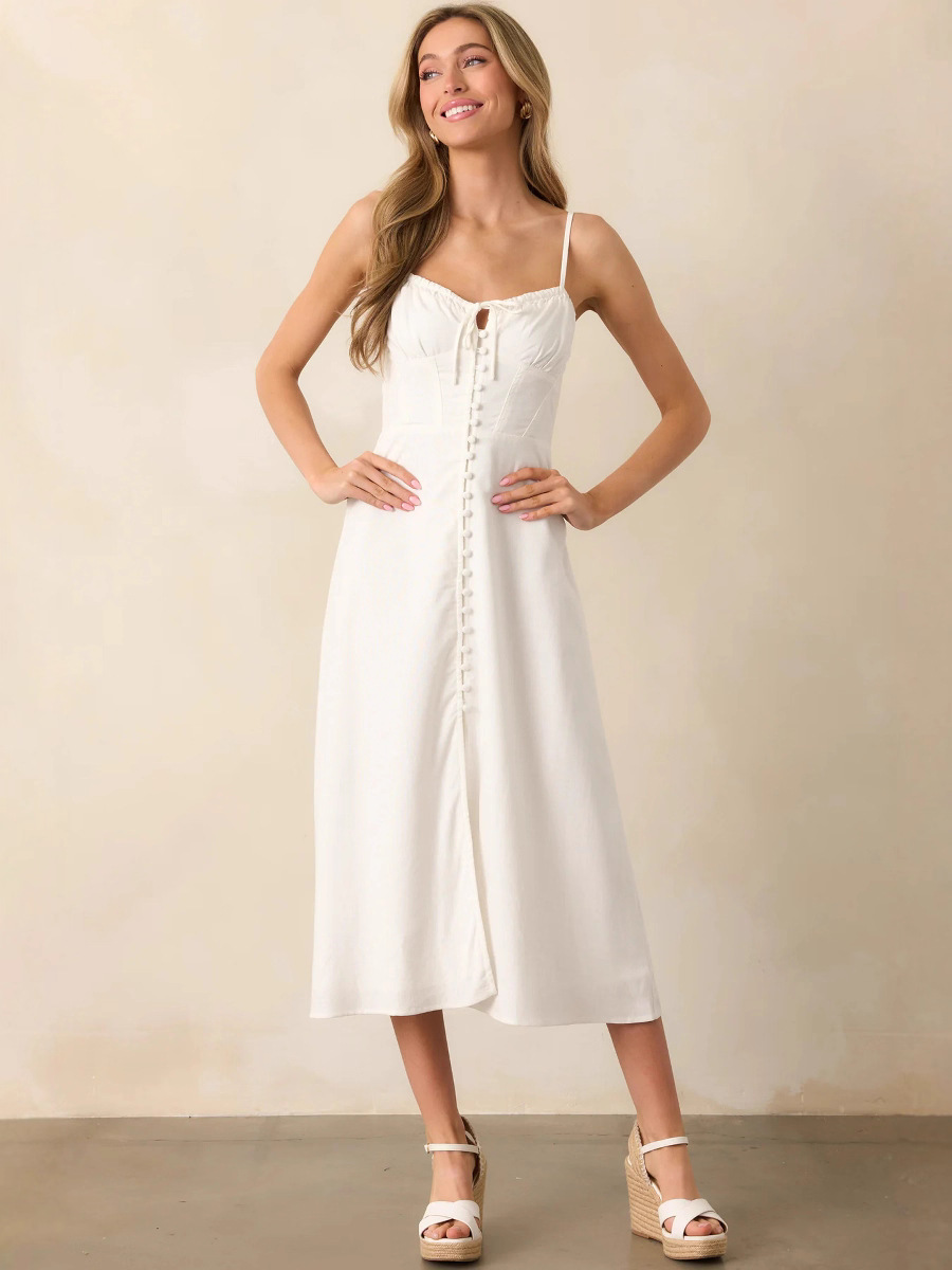 Sexy Backless Strappy Slim Women's Dress White - Shop at LoveMi