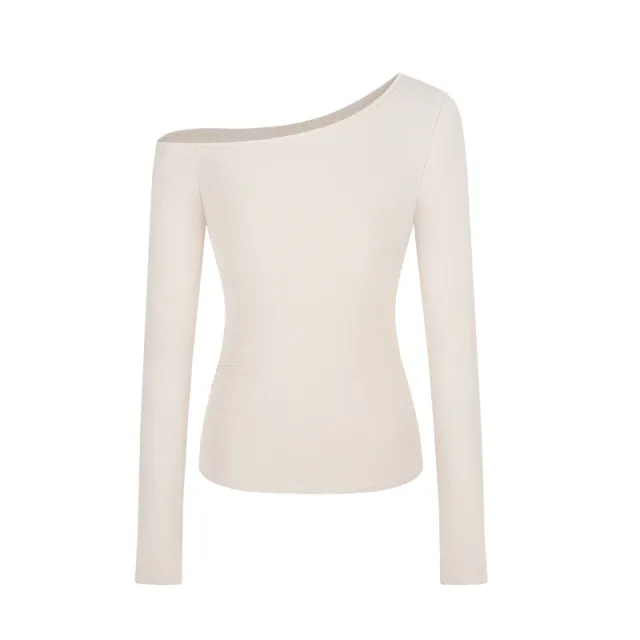 Pure Slim fit Slimming And Shoulder Hollow Long sleeved T shirt Women's Top Apricot - Shop at LoveMi