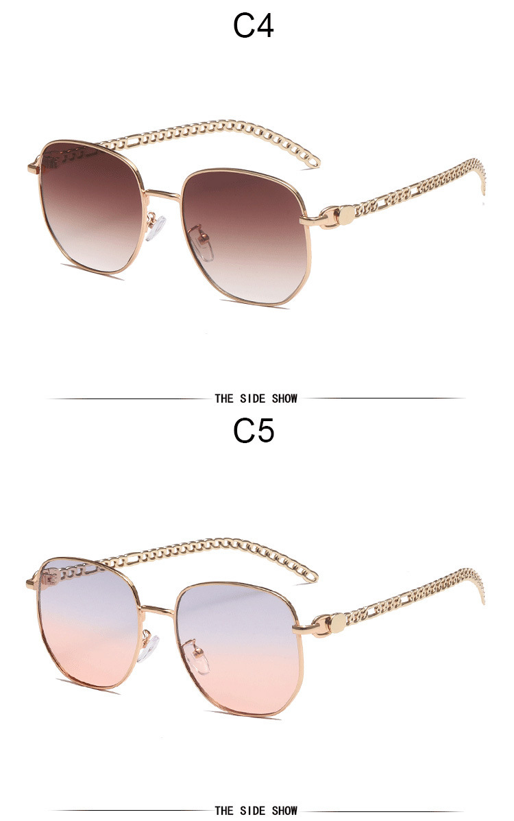Oval Frame Metal Chain Sunglasses For Women - Image 7
