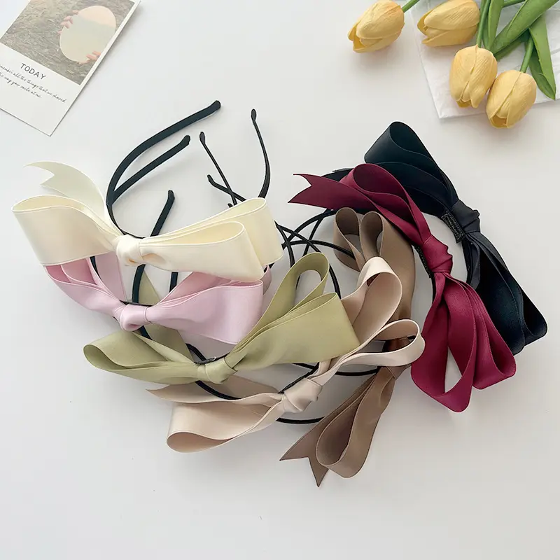 Simple High-grade French Satin Bow Headband