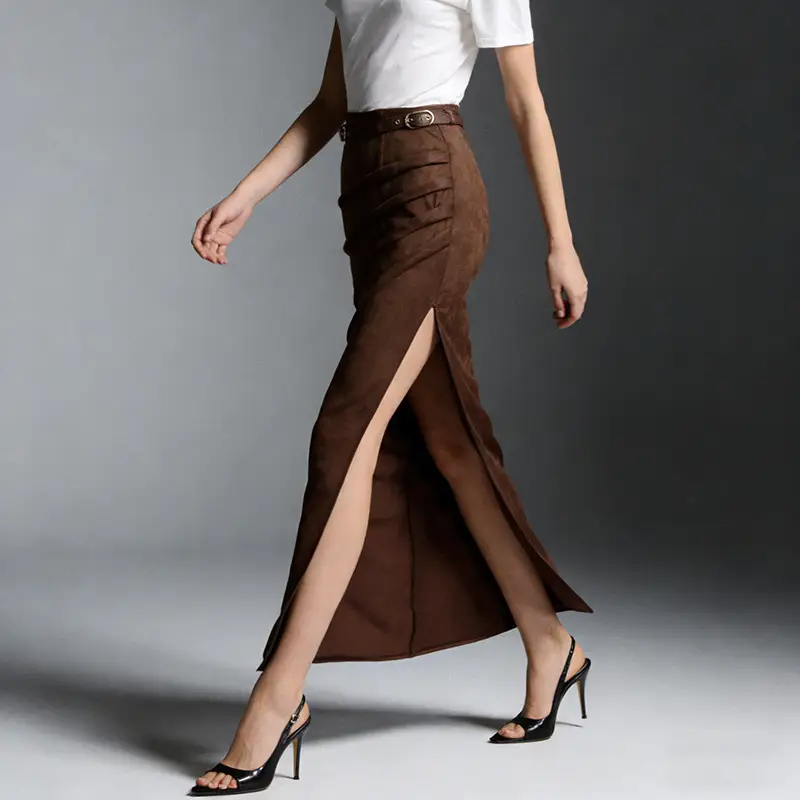 Slimming Pleated Slit Chic Bodycon Skirt