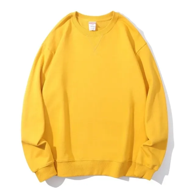 Cotton Heavy Terry Round Neck Men's Sweater Inverted Triangle Turmeric M - Shop at LoveMi