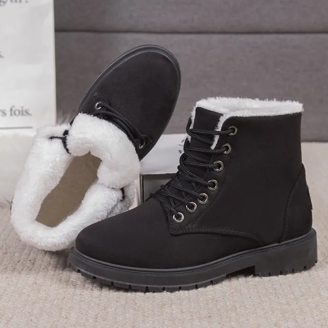 Snow Boots Fleece lined Thickened Shoes Winter Warm Non slip Black - Shop at LoveMi