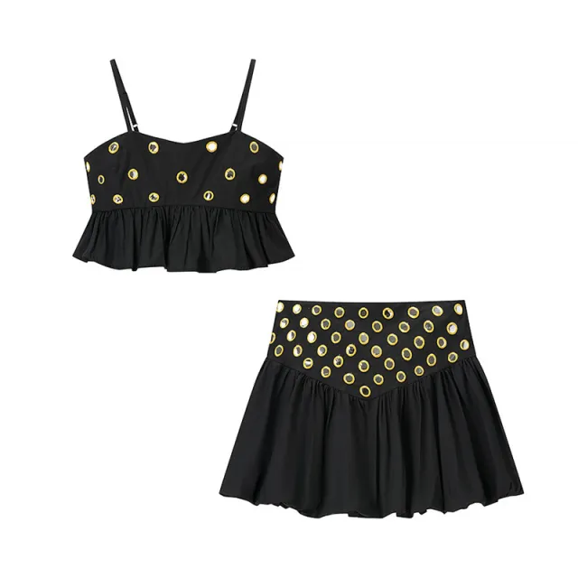 Sling Short Top High Waist Skirt Black - Shop at LoveMi