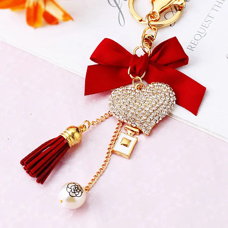 Diamond-Encrusted Heart Car Key Chain Alloy Bag