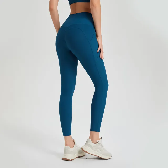 High Waist Peach Hip Lifting Running Sports Leggings Mineral Blue - Shop at LoveMi