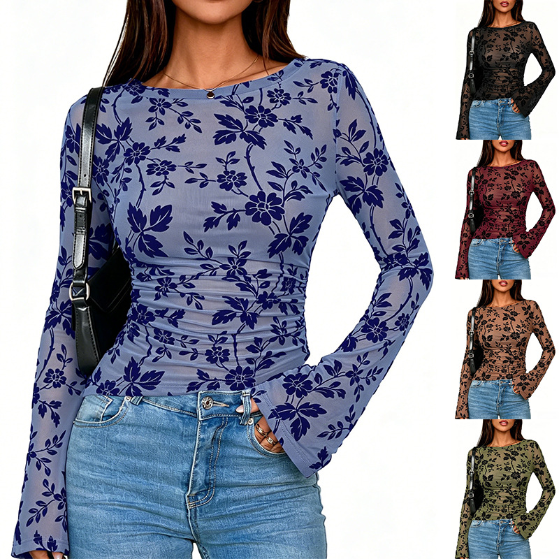Arrival Flocked Floral Slim-fit