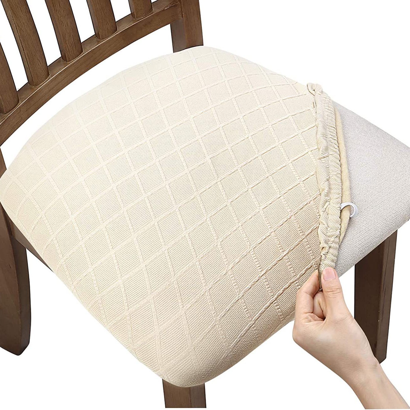 Diamond Jacquard Chair Cushion Cover