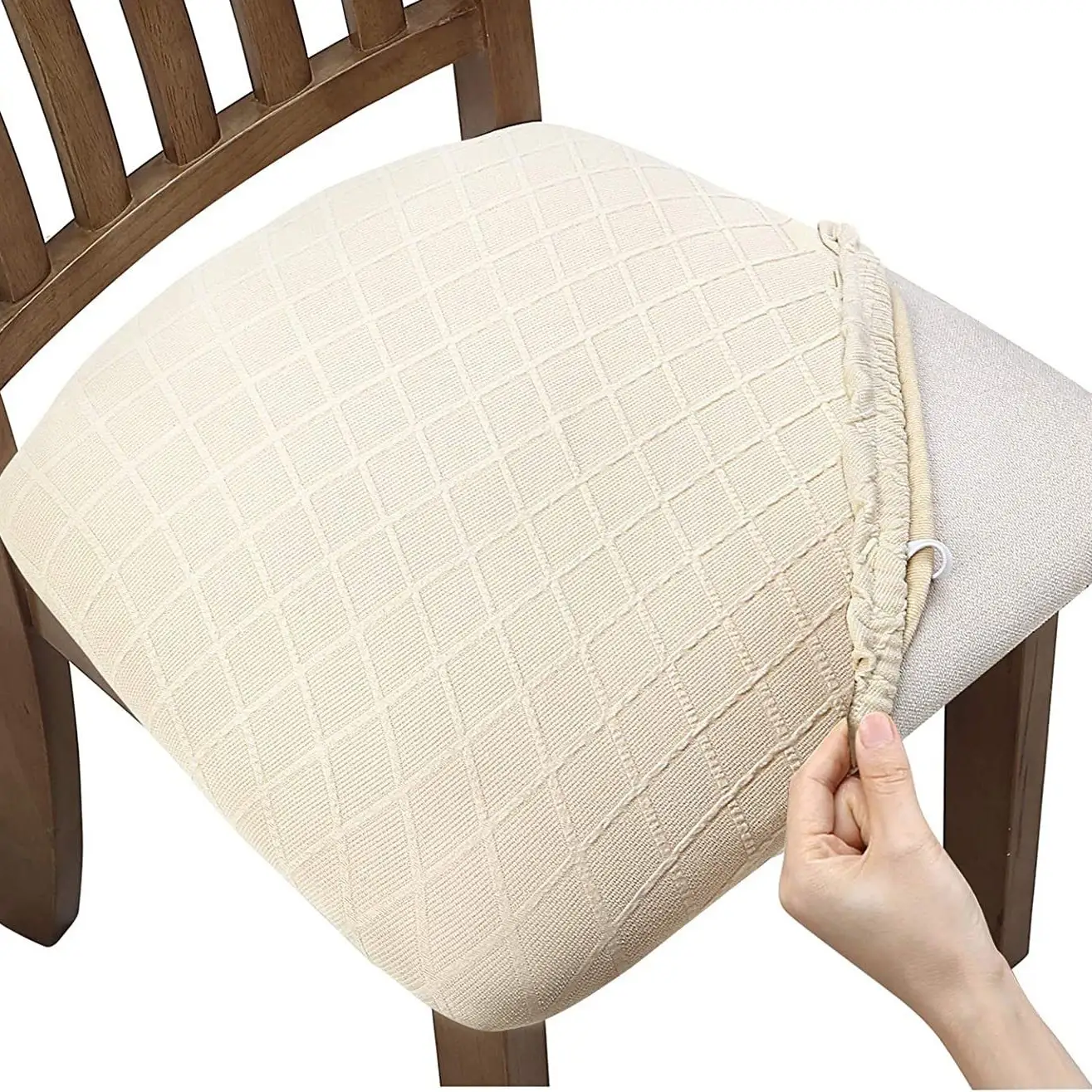 Diamond Jacquard Chair Cushion Cover