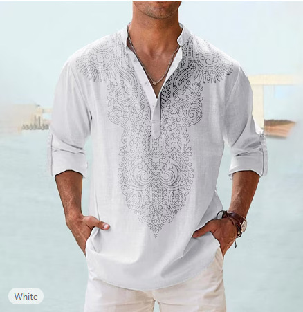 Mens Boho Chic Shirt with Half Sleeves