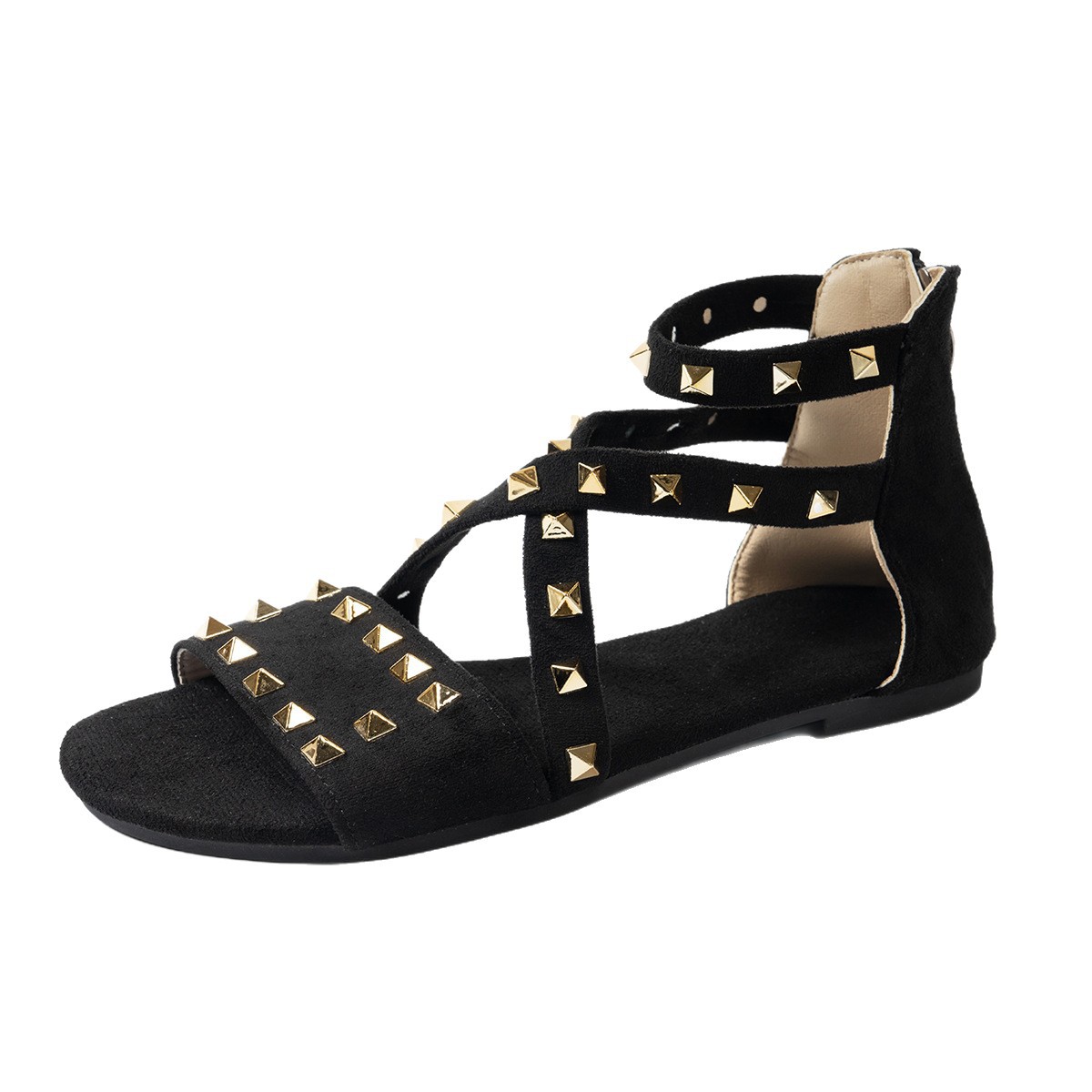 Peep-Toe Sandals With Back Zipper