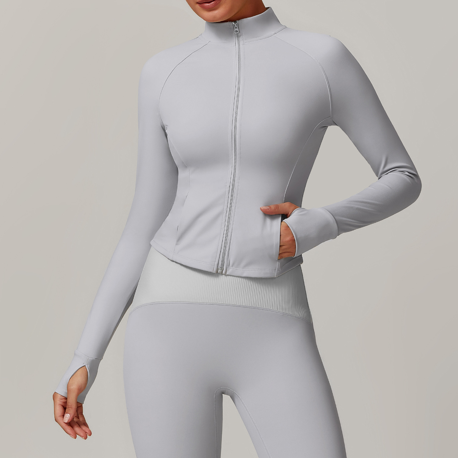 Women's Stand Collar Quick-drying Yoga Clothes Coat Windproof Warm Suit