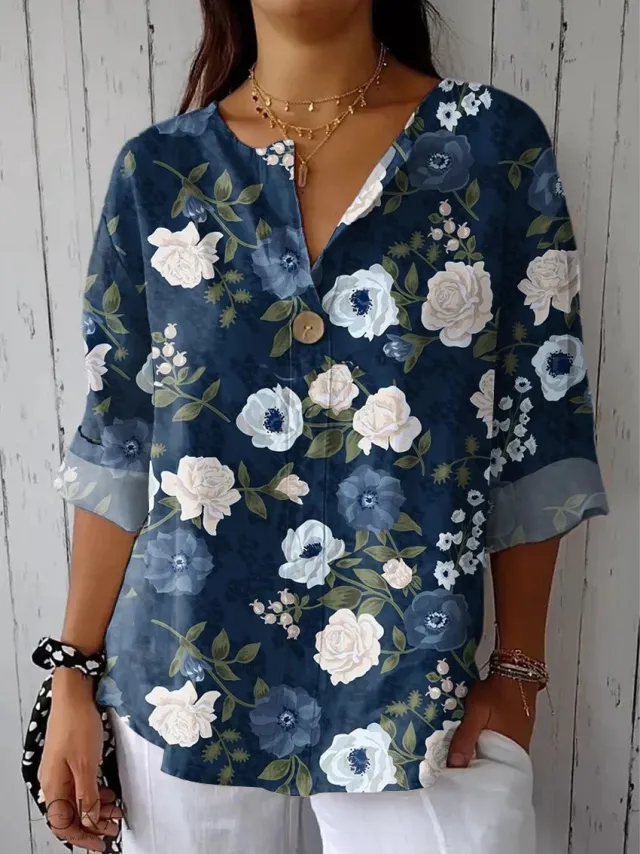 Summer New 3D Printed Women's Fashion V neck Long Sleeve Shirt Top Zj1028 4Xl - Shop at LoveMi