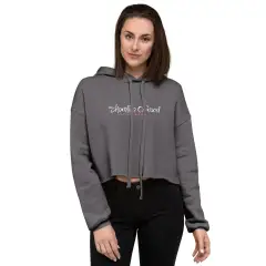 Women's Long Sleeves Cropped Sweater - Grey - View 1