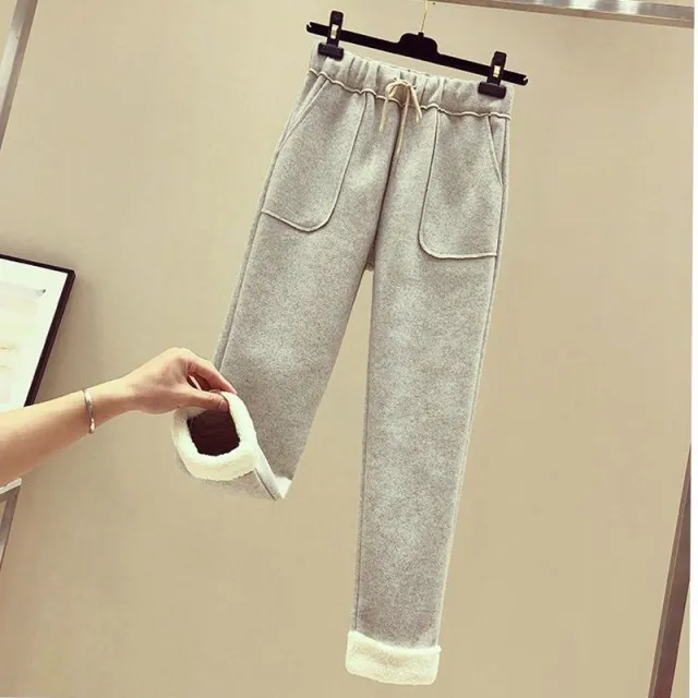 Women's Lamb Wool Vest Slimming Knitted Sweater Casual Pants Three piece Suit Gray - Shop at LoveMi