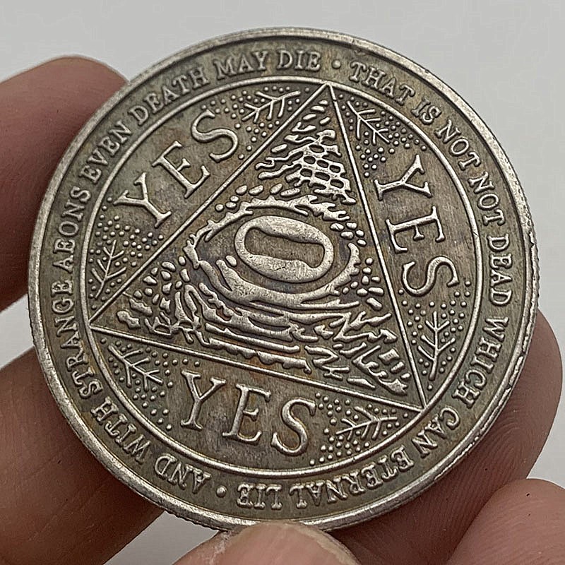 Skull Head Brass Old Silver Commemorative Coin