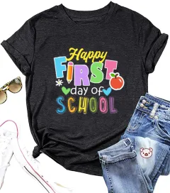 Back To Shcool Printed Colored Cotton T-shirt - 5 Colored Cotton - View 1