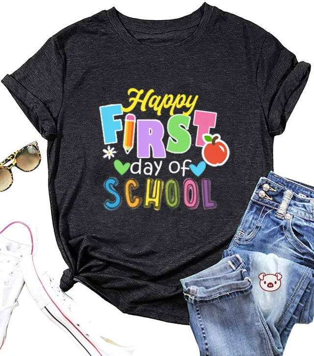 Back To Shcool Printed Colored Cotton T shirt 5 Colored Cotton - Shop at LoveMi