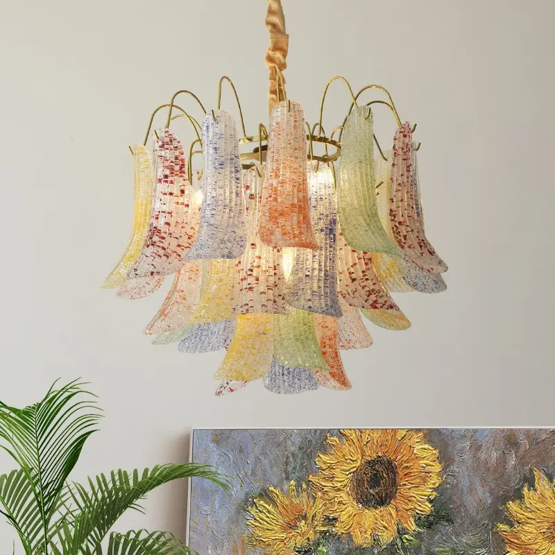 Crystal Shell Chandelier Retro Color Bedroom Glass