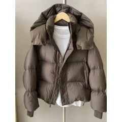 Thick Loose Down Cotton-padded Jacket - Brown - View 1