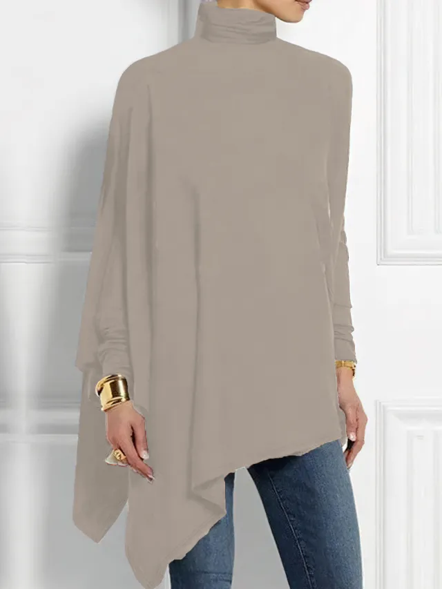 Women's Long sleeved Irregular Bottoming Top Apricot - Shop at LoveMi