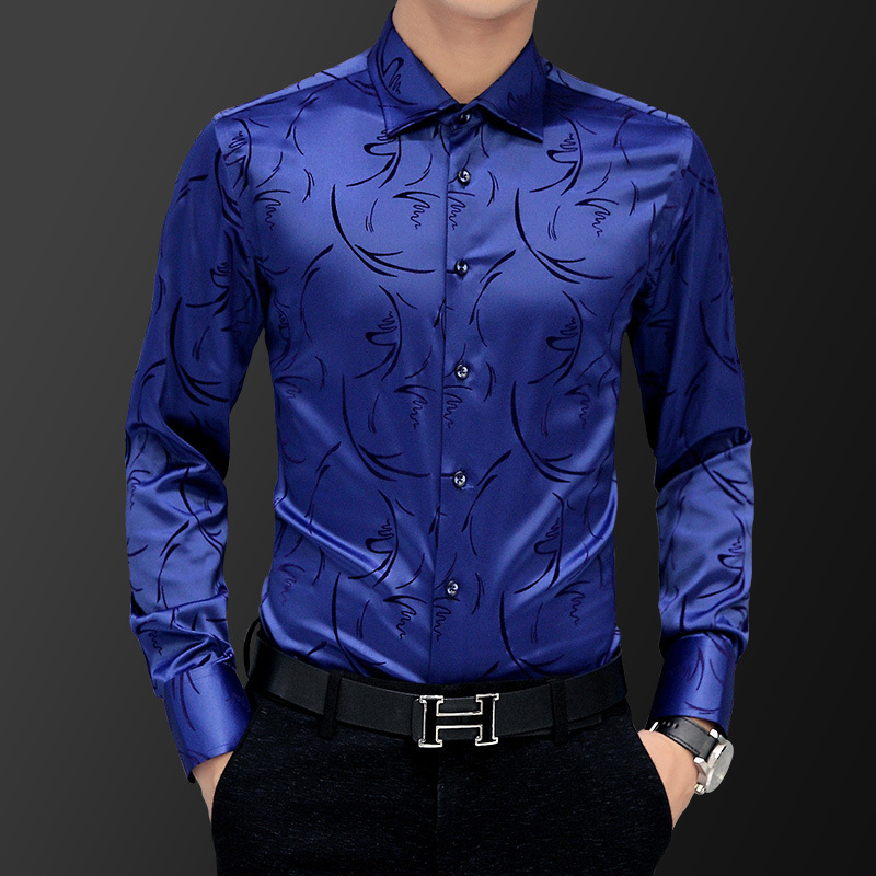 Men's Long-sleeved Shirt Korean-style Slim-fit Youth Shirt