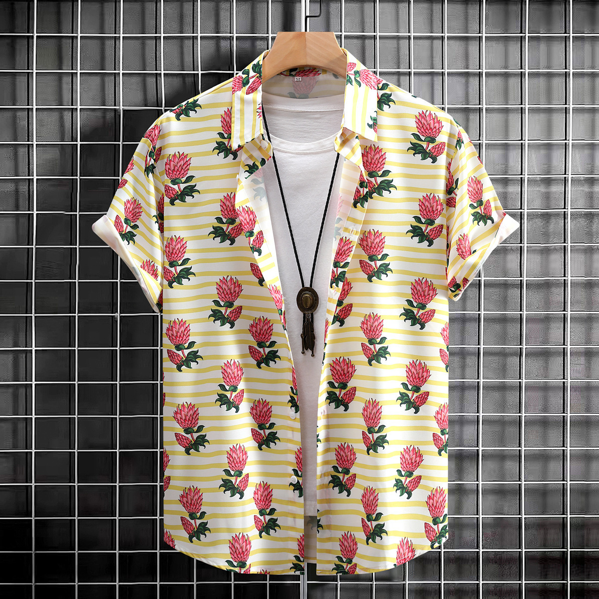 Mens Digital-Print Short-Sleeve Shirt - Image 8